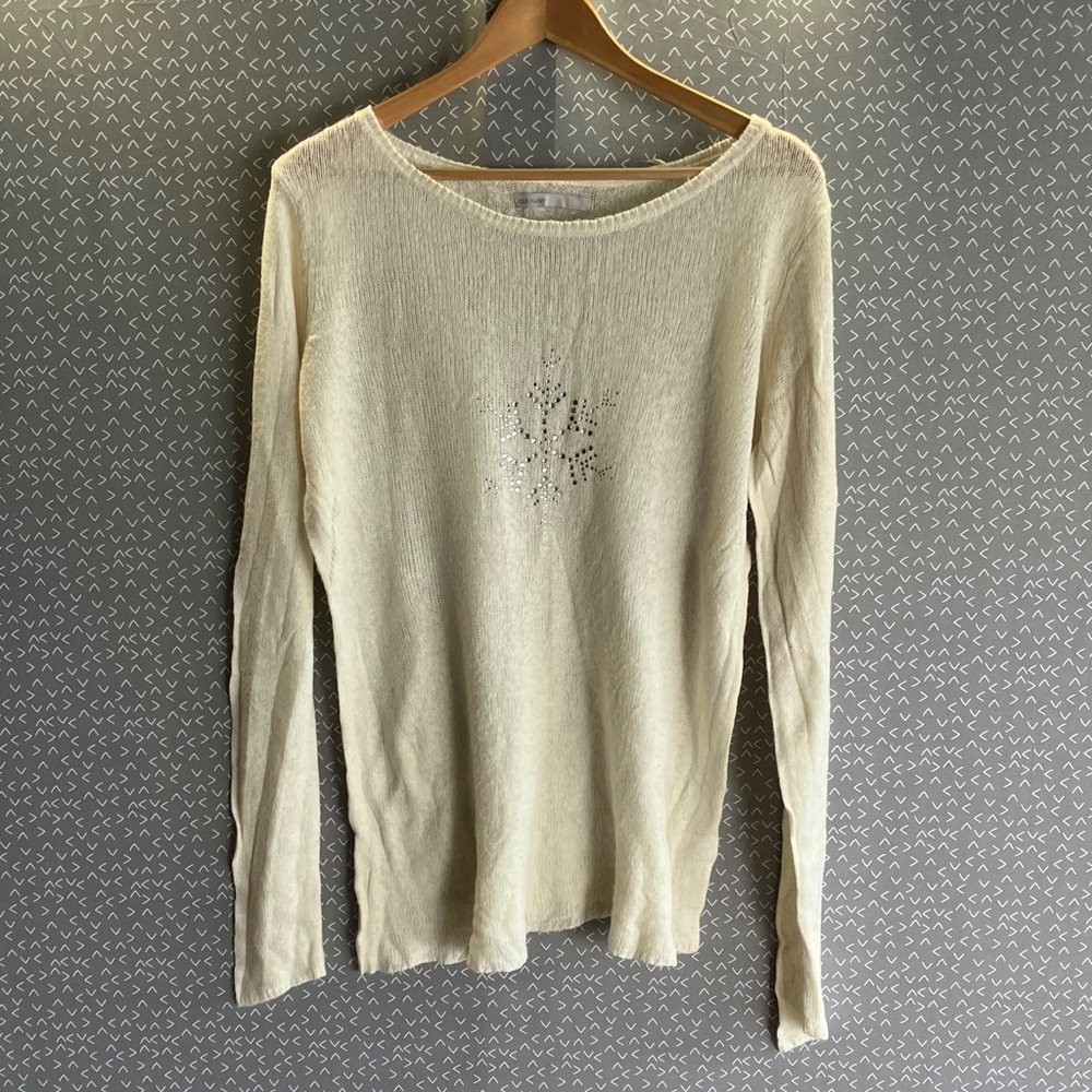 Old Navy Cream Long Sleeve Women's Top